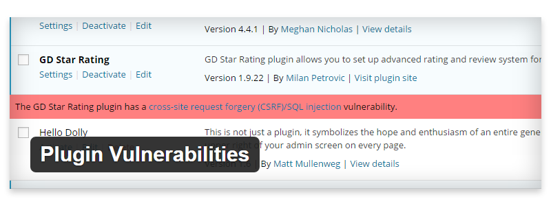 WordPress security vulnerabilities